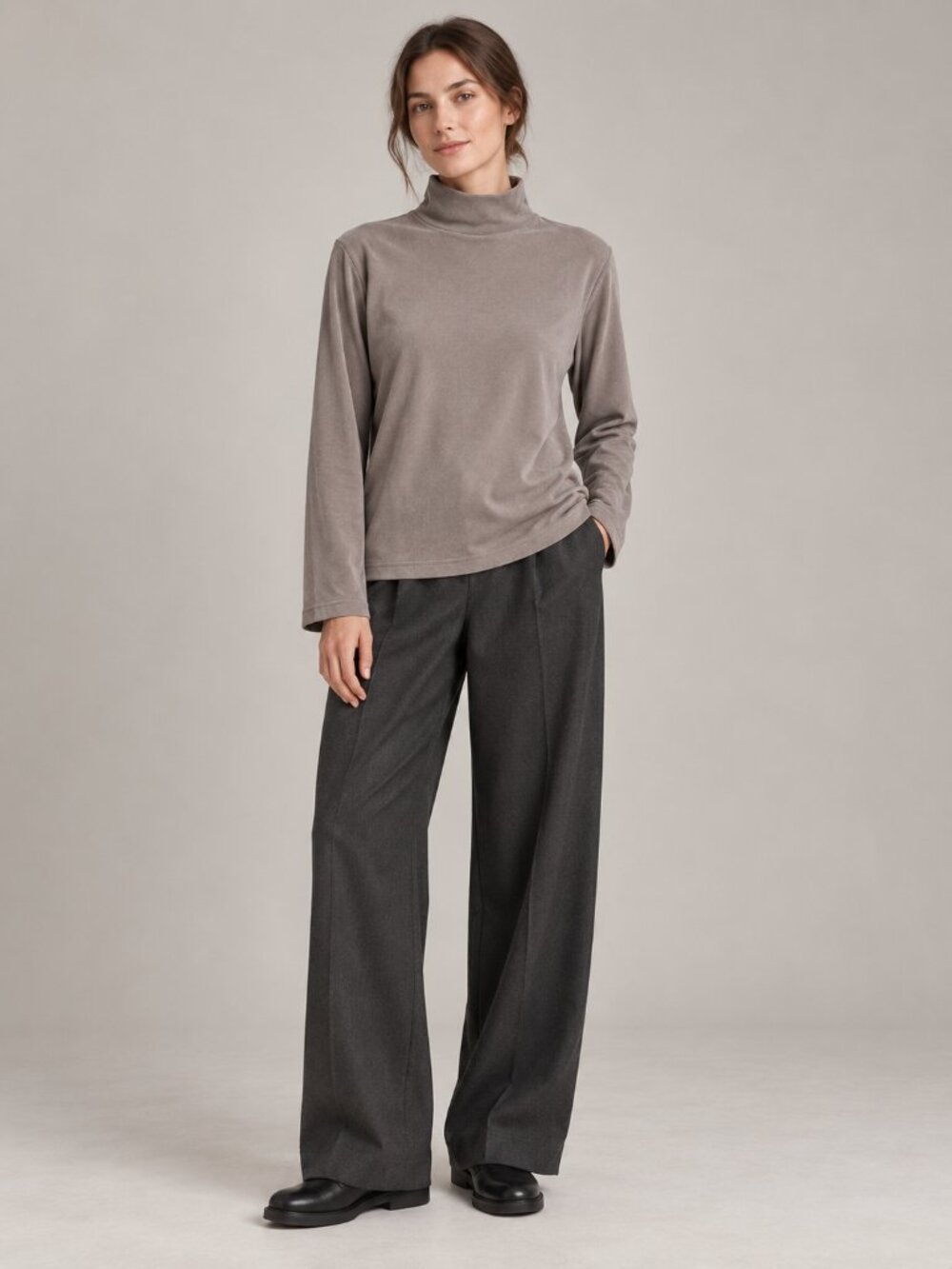 Canda C&A 100% Cotton Taupe Turtleneck Top – Size S